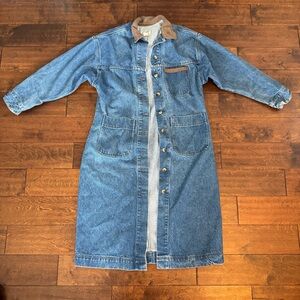 Vintage Calamity Jeans Denim Duster Dress Jacket Large Ranch Deadwood